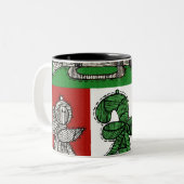 versiering tweekleurige koffiemok (Voorkant links)