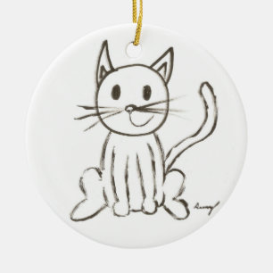 Versiering van gekleurd Kat - blauw Keramisch Ornament