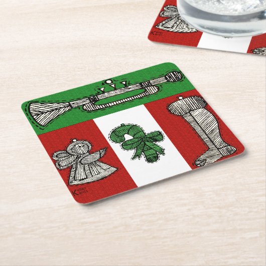 versiering vierkante kartonnen onderzetter (Schuin)