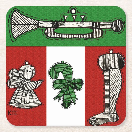 versiering vierkante kartonnen onderzetter (Voorkant)