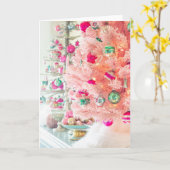 versieringen Roze kerstboomkaart Kaart (Gele Bloem)