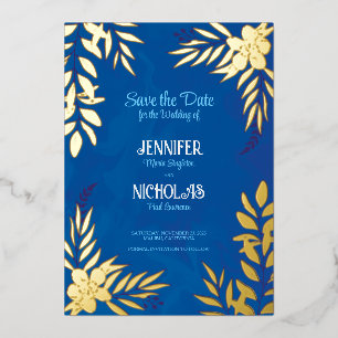 Versieringen van elegante bloemen en bladeren voor folie uitnodiging