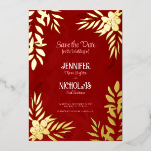 Versieringen van elegante bloemen en bladeren voor folie uitnodiging