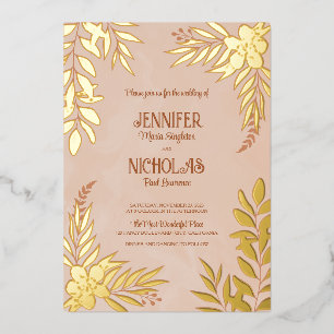 Versieringen van legante bloemen en bladeren voor  folie uitnodiging