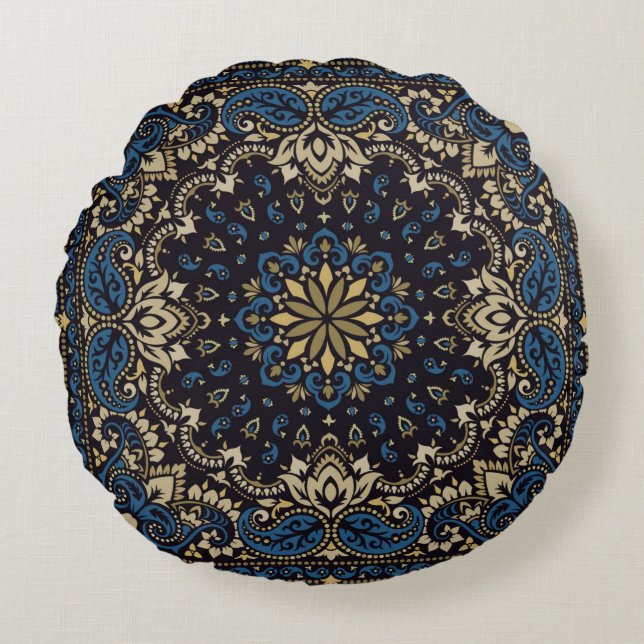  versierpaisley Bandana Print, zijdehals Rond Kussen (Voorkant)