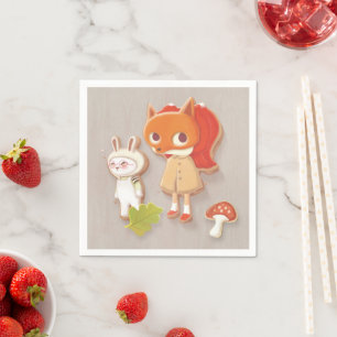 Versileerde koekjes van houtlanddieren servet