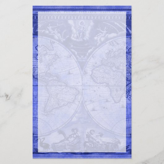 Version bleue Carte du monde antique J Blaeu 1664 (Devant)