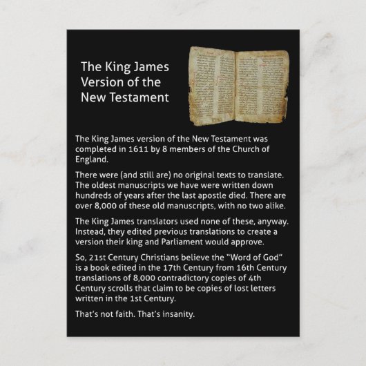 version king james de la nouvelle carte postale te (Devant)