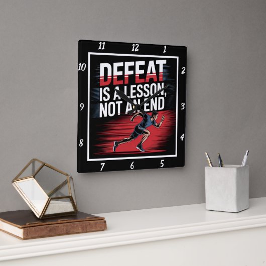 Versla de les, niet de eindloper vierkante klok (Kantoor)