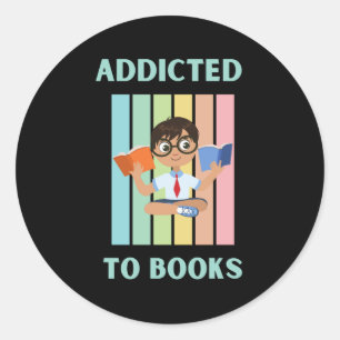 verslaafd aan boeken ronde sticker