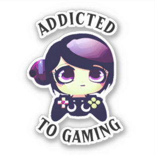Verslaafd aan gamen Lieve Kawaii meisjesgamer Sticker