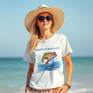 Verslaafd aan het strand Life-Fisherman Core-Fish T-shirt