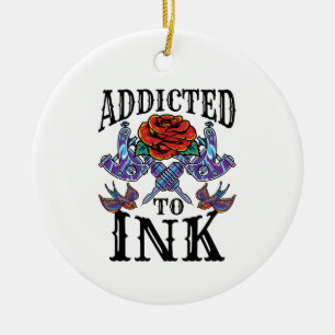 Verslaafd aan inkt Getatoeëerd Getatoeëerde Inktli Keramisch Ornament