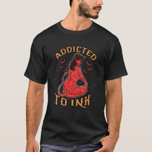 Verslaafd Aan Inkt Heil Satan Duivel Meisje Tatoea T-shirt