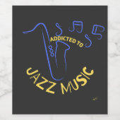 Verslaafd aan jazzmuziek wijn etiket (Enkel label)