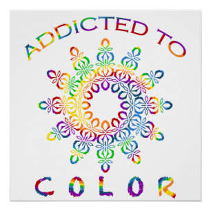 Verslaafd aan Kleur Regenboog Mandala Ontwerp Perfect Poster