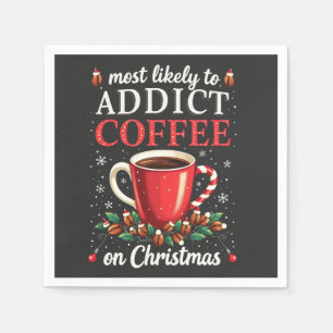 Verslaafd aan koffie op kerst cafeïne servet