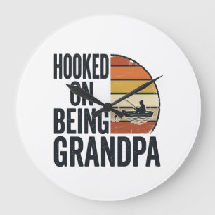 Verslaafd Aan Opa Vissen Retro Vector Ontwerp Grote Klok