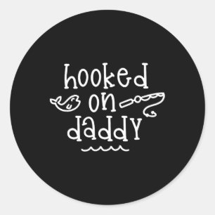 Verslaafd aan papa Funny Gevist Vaderdag Fisherm Ronde Sticker