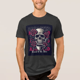 Verslaafde schedel en Rozen Coffee Art T-Shirt Des