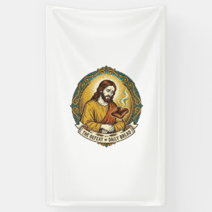 Verslagen Jezus Rokt Verbrand Toast Ontbijt Keuken Spandoek