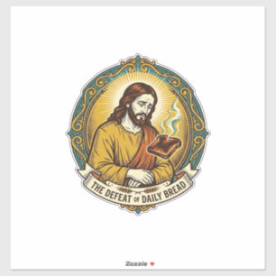 Verslagen Jezus Rokt Verbrand Toast Ontbijt Keuken Sticker
