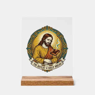 Verslagen Jezus Rookt Verbrand Toast Ontbijt Keuke Acryl Bord