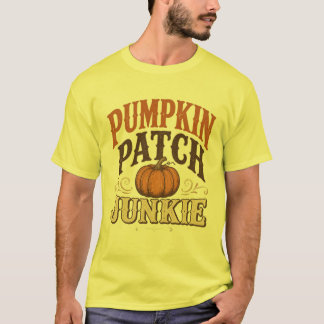 Verslaving aan Pompoenveld Retro Herfst Ontwerp T-shirt