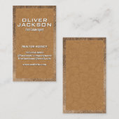 Versleten bruin leer visitekaartje (Voorkant / Achterkant)