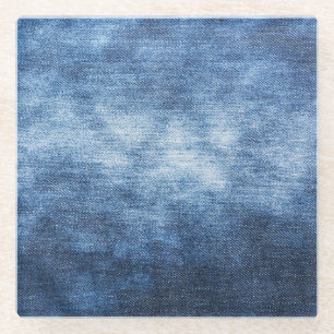 Versleten denim stof, gestructureerde achtergrond. glazen onderzetter