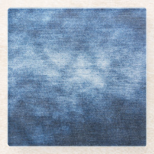 Versleten denim stof, gestructureerde achtergrond. glazen onderzetter
