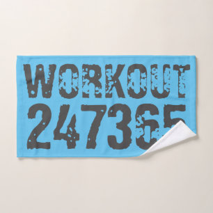 Versleten en bekrast tekst Workout 247365 blauw Bad Handdoek