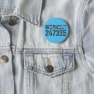 Versleten en bekrast tekst Workout 247365 blauw Ronde Button 5,7 Cm