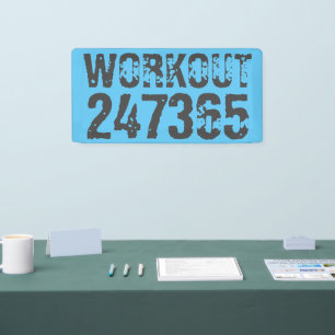 Versleten en bekrast tekst Workout 247365 blauw Spandoek
