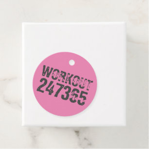 Versleten en bekrast tekst Workout 247365 roze Bedankjes Labels