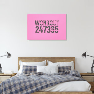 Versleten en bekrast tekst Workout 247365 roze Canvas Afdruk