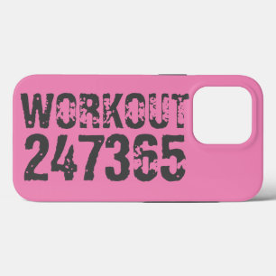 Versleten en bekrast tekst Workout 247365 roze iPhone 13 Pro Hoesje