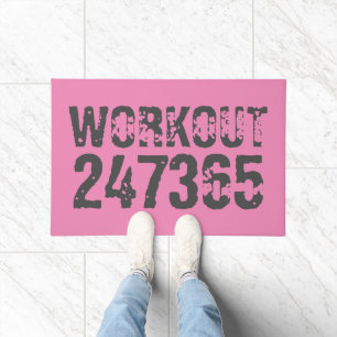 Versleten en bekrast tekst Workout 247365 roze Deurmat