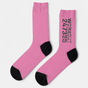 Versleten en bekrast tekst Workout 247365 roze Sokken
