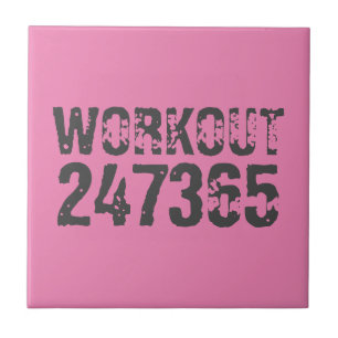 Versleten en bekrast tekst Workout 247365 roze Tegeltje