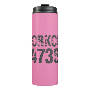 Versleten en bekrast tekst Workout 247365 roze Thermosbeker
