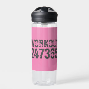 Versleten en bekrast tekst Workout 247365 roze Waterfles