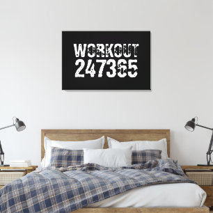 Versleten en bekrast tekst Workout 247365 wit Canvas Afdruk