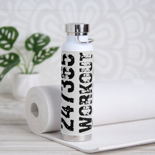 Versleten en bekrast tekst Workout 247365 zwart Waterfles