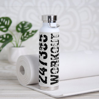 Versleten en bekrast tekst Workout 247365 zwart Waterfles