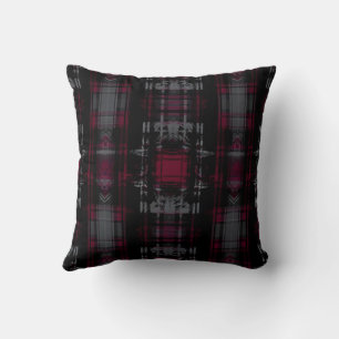 Versleten Gothische Donkere Grungy Grunge Plaid Pa Kussen