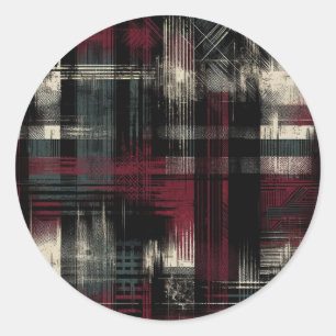 Versleten Groezelige Alternatieve Grunge Plaid Pat Ronde Sticker