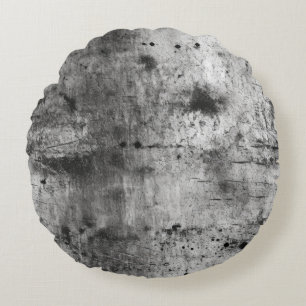 Versleten Grunge Grijs & Zwarte Textuur Rond Kussen