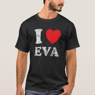 Versleten Grunge Versleten Stijl Ik Hou Van Eva T-shirt