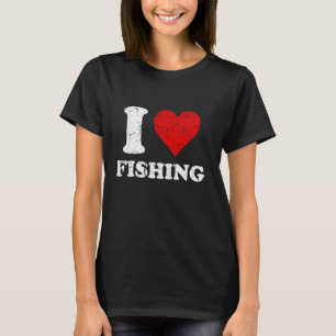 Versleten Grunge Versleten Stijl Ik Hou van Vissen T-shirt